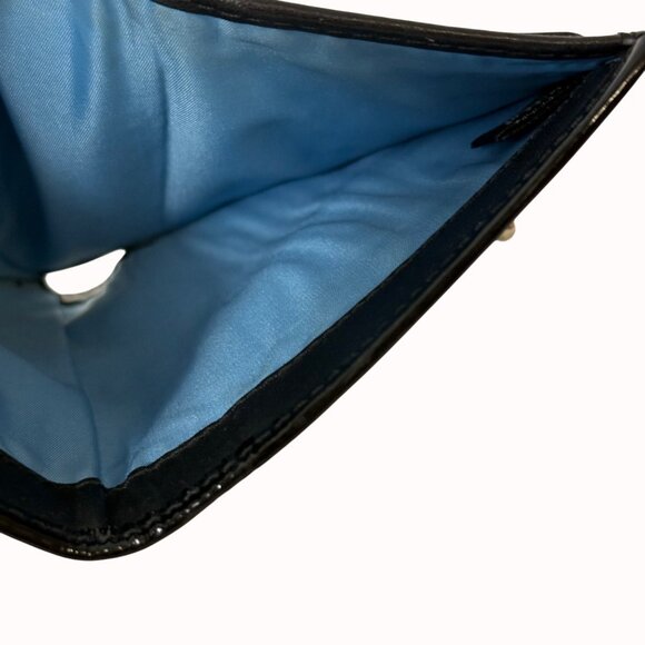 Coach Black Patent Leather Wallet Trifold Turnlock Closure Embossed Signature - Picture 6 of 16